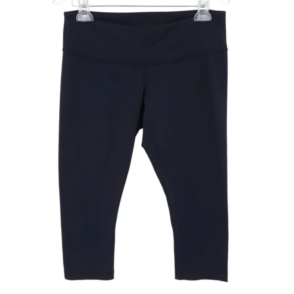 Lululemon Solid Black Crop Capri Leggings Workout Yoga Fitness Gym Size 10